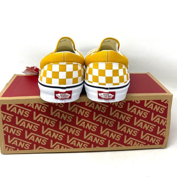 VANS Classic Slip On Shoes Check Yellow Canvas Men’s Size Sneakers VN0A5JMHF3X - Picture 4 of 10